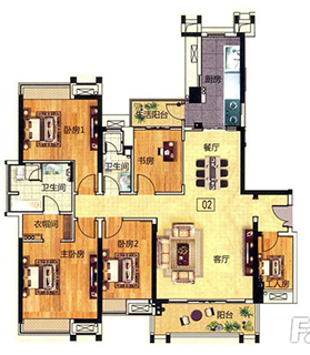 新中式風格將現代元素和傳統元素結合在一起，以現代人的審美需求來打造富有傳統韻味的事物，讓傳統藝術在當今社會得到合適的體現。本單元很巧妙的運用了9麵通體大理石瓷磚羅馬砂岩係列KA9M001淺灰，不起眼的灰色，內斂而含蓄，與改良後的中式家具完美搭配，整個空間經典而高雅的複古風情，同時具備著現代的時尚感！